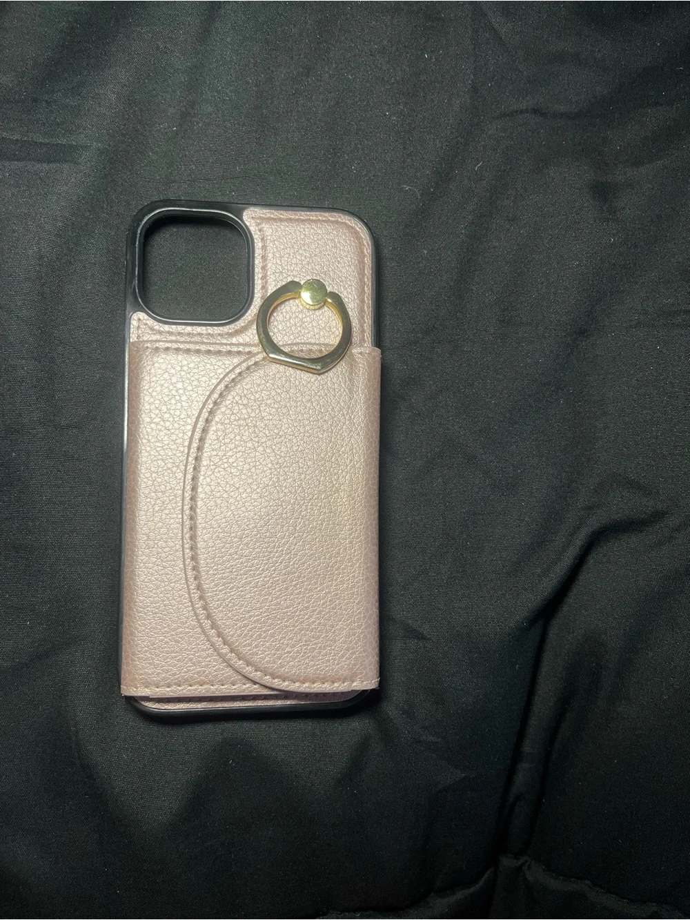 Stylish Pink Leather Wallet Phone Case with Ring Holder